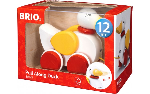 Игрушка-каталка Brio Утка деревянная, 17 см (30323)