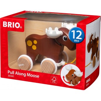 Игрушка-каталка Brio Лось деревянный, 14 см (30341)