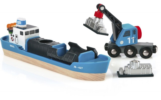 Игрушка корабль для железной дороги BRIO с вагоном-краном (33534)
