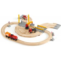 Детская железная дорога BRIO c переездом и подъемным краном (33208)