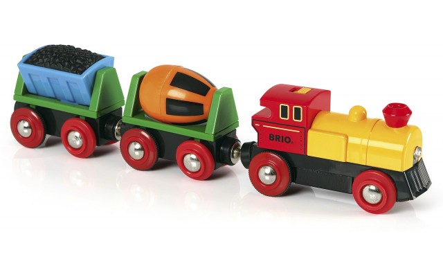 Игрушечный товарный паровоз на батарейках BRIO со светом (33319)
