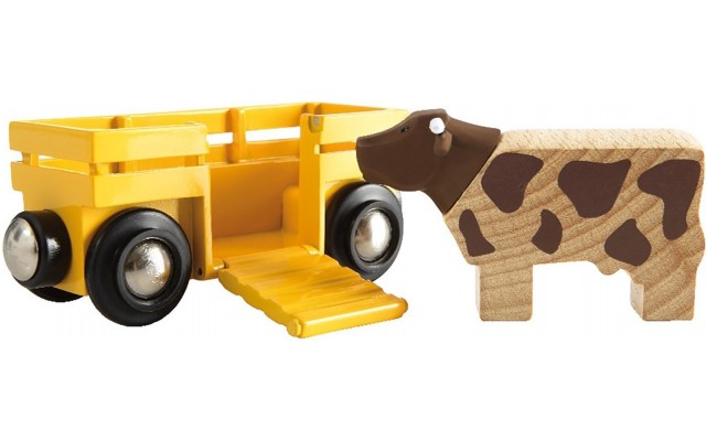 Игрушка вагончик BRIO с фигуркой коровы (33406)