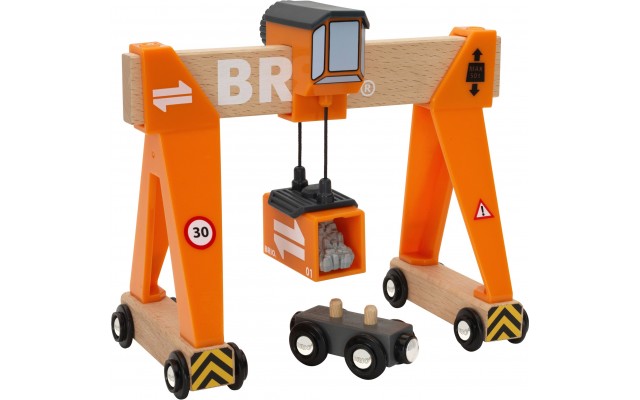 Игрушка портовый мостовой кран BRIO с вагончиком и грузом (33732)