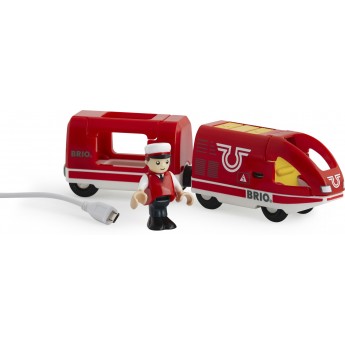 Іграшковий поїзд BRIO c USB підзарядкою, вагоном і машиністом (33746)