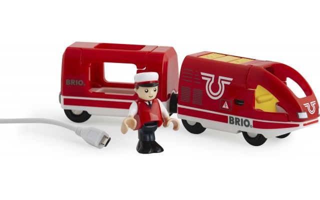 Игрушечный поезд BRIO c USB подзарядкой, вагоном и машинистом (33746)