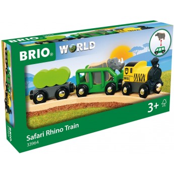 Іграшка поїзд з фігуркою носорога BRIO Сафарі (33964)