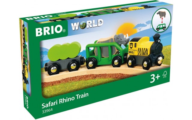 Іграшка поїзд з фігуркою носорога BRIO Сафарі (33964)