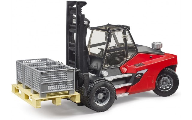 Игрушка Bruder погрузчик вилочный Linde HT160 с поддоном и  ящиками (02513)