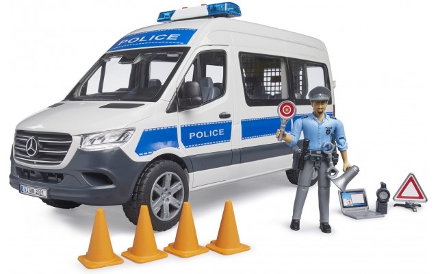 Машинка Bruder полицейский микроавтобус Mercedes Sprinter с фигуркой и мигалками (02683)