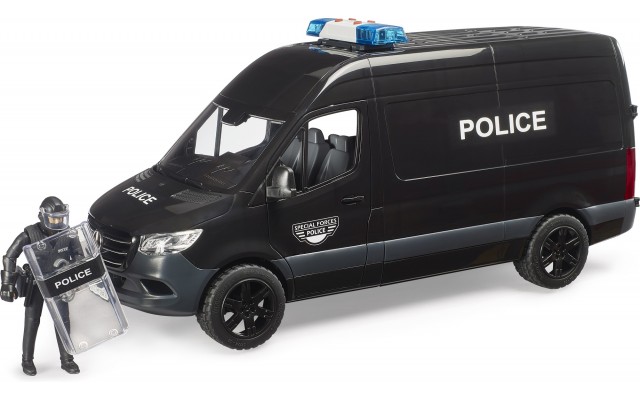 Машинка Bruder полицейский микроавтобус спецназа Mercedes Sprinter с фигуркой и мигалками (02685)