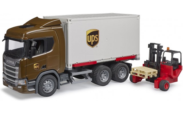 Игрушка Bruder логистический фургон UPS Scania Super 560R с погрузчиком (03582)