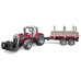 Іграшка Bruder трактор Massey Ferguson 7480 з навантажувачем і лісовим причепом (02046) title=