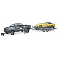 Машинка Bruder джип Dodge RAM 2500 с прицепом-эвакуатором и родстером (02504)