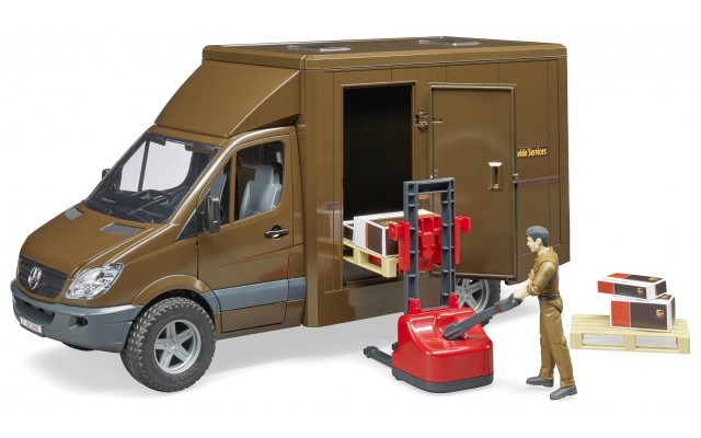 Машинка Bruder логистический фургон UPS Mercedes Sprinter с погрузчиком (02538)