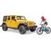 Игрушка Bruder джип Jeep Rubicon с фигуркой велосипедиста на горном байке (02543) title=