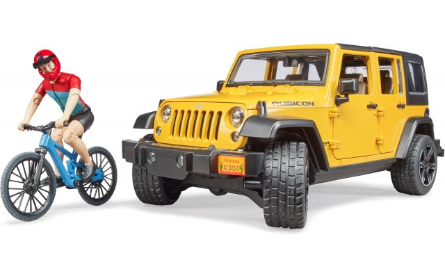 Игрушка Bruder джип Jeep Rubicon с фигуркой велосипедиста на горном байке (02543)