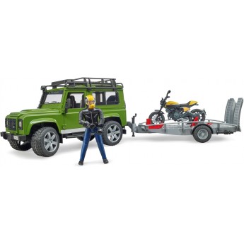 Набор Bruder джип Land Rover с трейлером, мотоциклом Ducati и водителем (02589)
