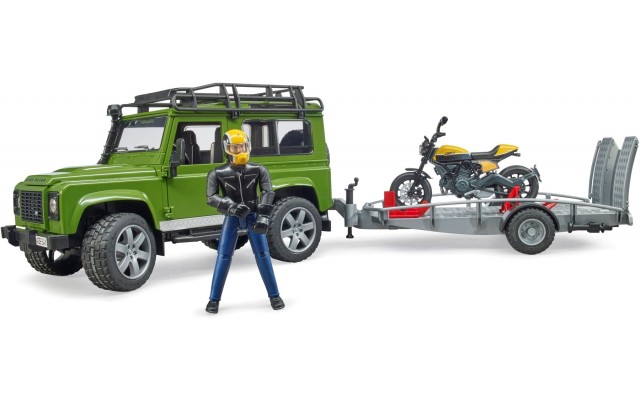 Набор Bruder джип Land Rover с трейлером, мотоциклом Ducati и водителем (02589)