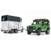 Игрушка Bruder внедорожник Land Rover Defender с прицепом-коневозкой и лошадью (02592) title=
