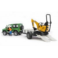 Игрушка Bruder внедорожник Land Rover Defender c прицепом и экскаватором 8010 CTS (02593)