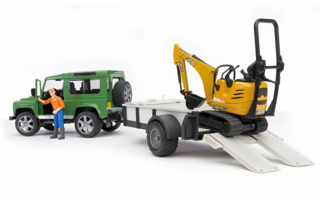 Игрушка Bruder внедорожник Land Rover Defender c прицепом и экскаватором 8010 CTS (02593)