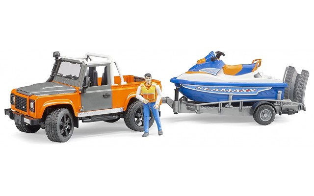 Игрушка Bruder джип Land Rover с прицепом и водным скутером (02599)