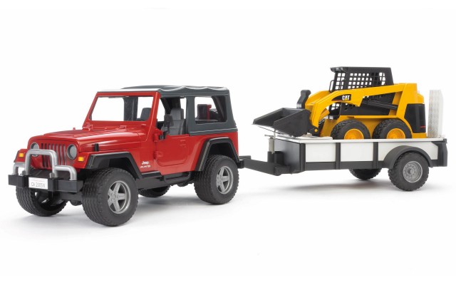 Игрушка Bruder внедорожник Wrangler c колёсным мини погрузчиком CAT (02924)