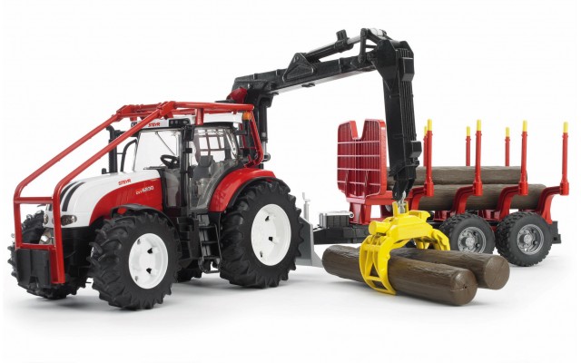 Іграшка трактор з маніпулятором і причепом + колоди Steyr CVT 6230 Bruder 03093
