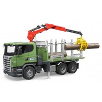 Игрушка Bruder лесовоз Scania с портативным краном и брёвнами (03524)