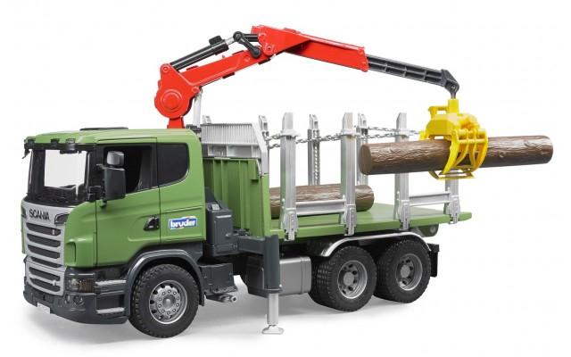 Іграшка лісовоз з навантажувачем і колодами Scania Bruder 03524