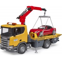 Игрушка Bruder эвакуатор Scania Super 560R с краном и машинкой Roadster Bruder (03552)