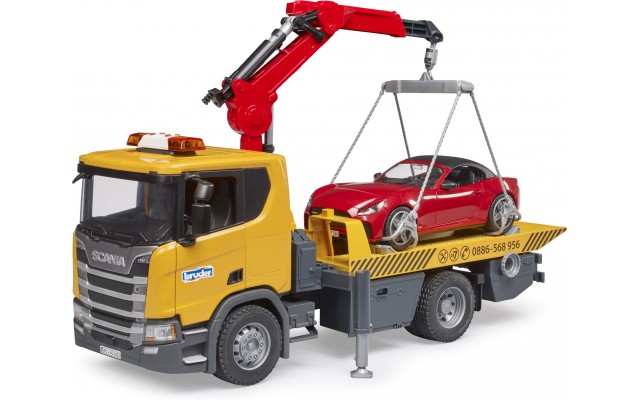 Іграшка Bruder евакуатор Scania Super 560R з краном і машинкою Roadster Bruder (03552)