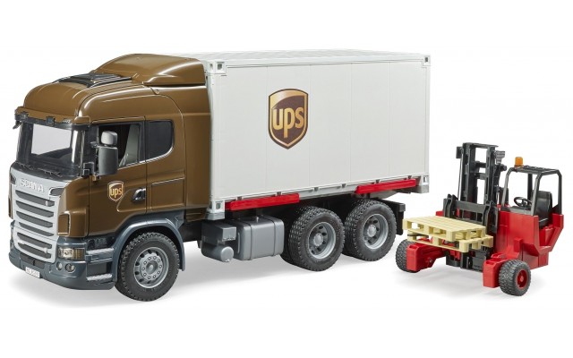 Игрушка Bruder логистический фургон UPS Scania с погрузчиком (03581)