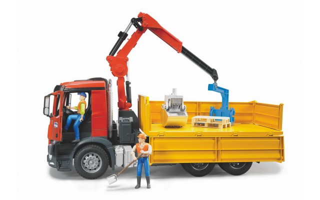 Игрушка Bruder самосвал Mercedes-Benz с краном, корзиной и 2 паллетами (03651)