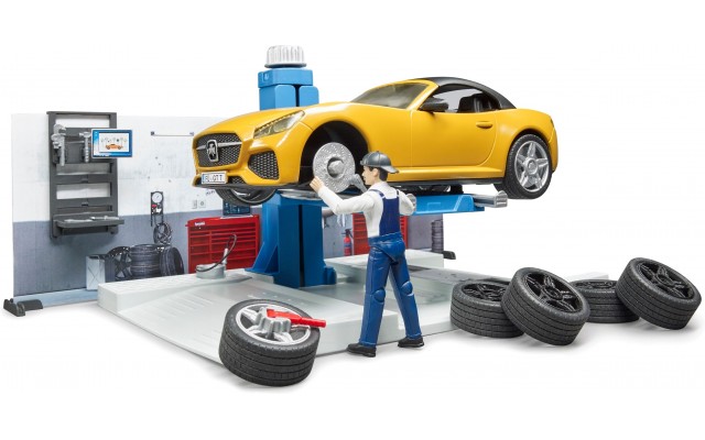 Игровой набор Bruder авто-мастерская с машинкой и фигуркой (62110)