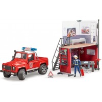 Игровой набор Пожарная часть Bruder с джипом Land Rover и пожарником (62701)