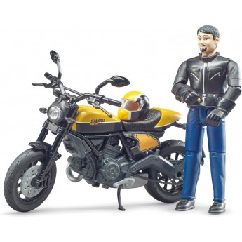 Игрушка Bruder мотоцикл Ducati Scrambler желтый с водителем (63053)