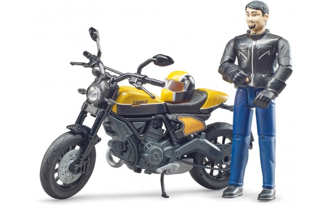 Игрушка Bruder мотоцикл Ducati Scrambler желтый с водителем (63053)