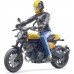 Игрушка Bruder мотоцикл Ducati Scrambler желтый с водителем (63053) title=