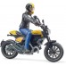 Игрушка Bruder мотоцикл Ducati Scrambler желтый с водителем (63053) title=
