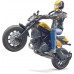 Игрушка Bruder мотоцикл Ducati Scrambler желтый с водителем (63053) title=