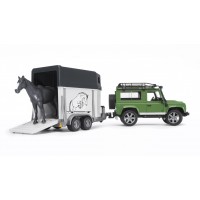 Игрушка Bruder внедорожник Land Rover Defender с прицепом-коневозкой и лошадью (02592)