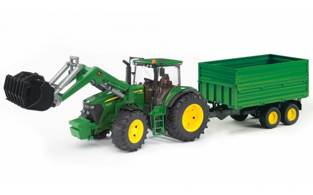 Игрушка Bruder трактор John Deere 7930 с погрузчиком и прицепом (03055)