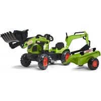 Трактор на педалях Falk 2040N Claas Arion 410 с погрузчиком, экскаватором и прицепом