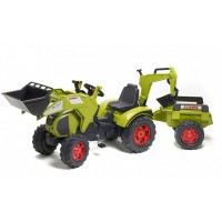 Трактор на педалях Falk 1010Y Claas Axos 330 з причіпом, навантажувачем і екскаватором