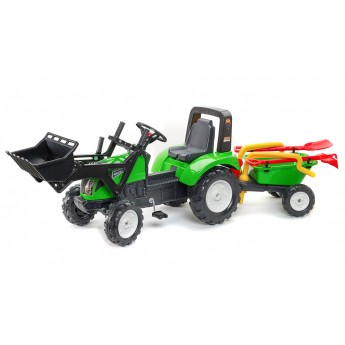 Трактор на педалях Falk 1057RM Garden Master з ковшем і причіпом, лопатка+грабли
