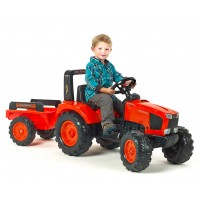 Трактор на педалях Falk 2060AB Kubota M135GX с прицепом
