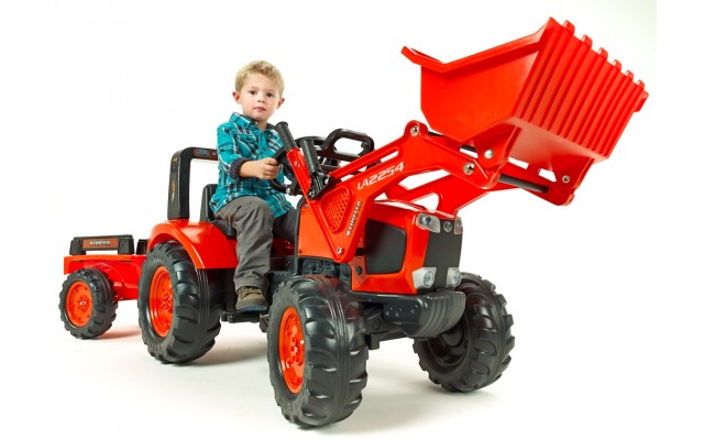 Трактор на педалях Falk 2060AM Kubota M135GX з ковшем і причіпом