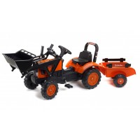 Трактор на педалях Falk 2065AM Kubota M7171 с ковшом и прицепом