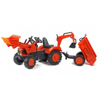 Трактор на педалях Falk 2090Z Kubota M135GX з навантажувачем, екскаватором і причіпом